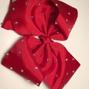 Red Jojo Siwa bow with silver rhinestones 6 in